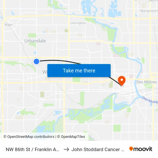 NW 86th St / Franklin Ave, Clv to John Stoddard Cancer Center map