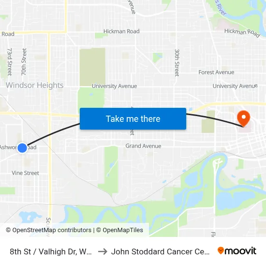 8th St / Valhigh Dr, Wdm to John Stoddard Cancer Center map