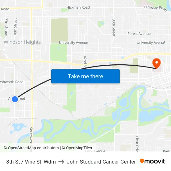 8th St / Vine St, Wdm to John Stoddard Cancer Center map