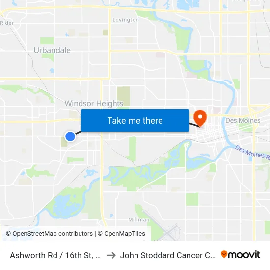 Ashworth Rd / 16th St, Wdm to John Stoddard Cancer Center map