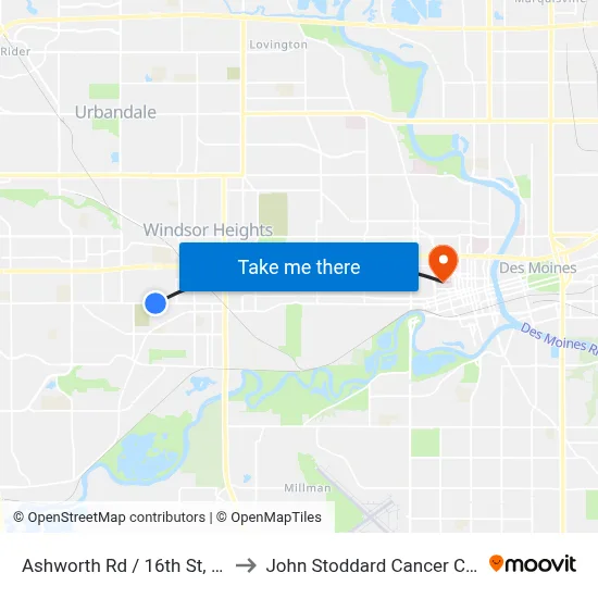 Ashworth Rd / 16th St, Wdm to John Stoddard Cancer Center map