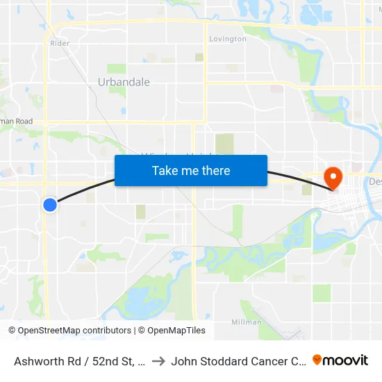 Ashworth Rd / 52nd St, Wdm to John Stoddard Cancer Center map