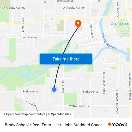 Brody School / Rear Entrance, Dsm to John Stoddard Cancer Center map