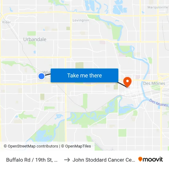 Buffalo Rd / 19th St, Wdm to John Stoddard Cancer Center map