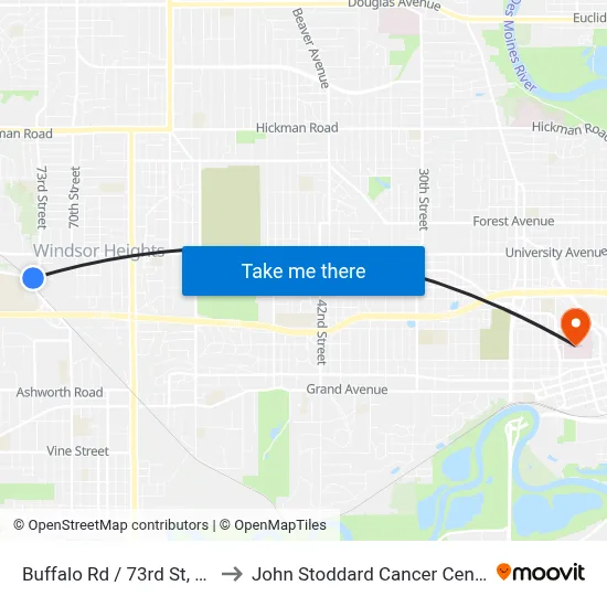 Buffalo Rd / 73rd St, Clv to John Stoddard Cancer Center map
