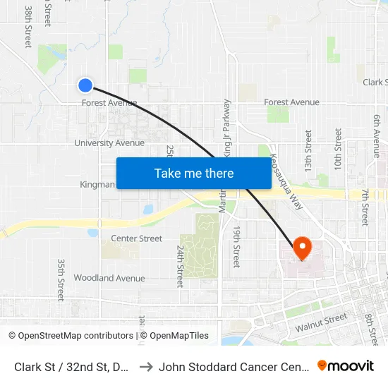 Clark St / 32nd St, Dsm to John Stoddard Cancer Center map
