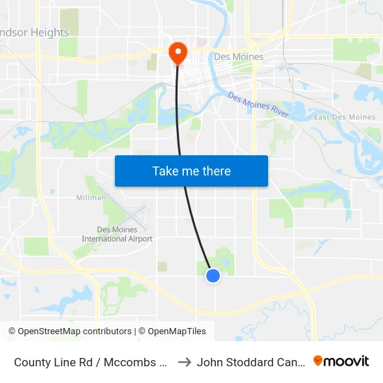 County Line Rd / Mccombs Entrance, Dsm to John Stoddard Cancer Center map