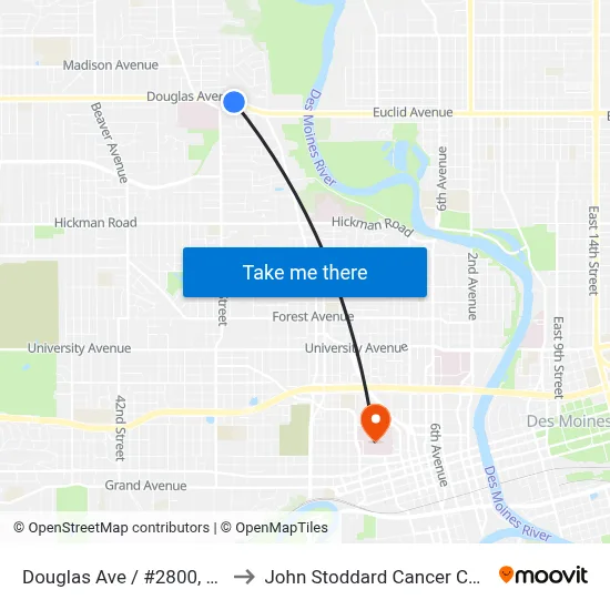 Douglas Ave / #2800, Dsm to John Stoddard Cancer Center map