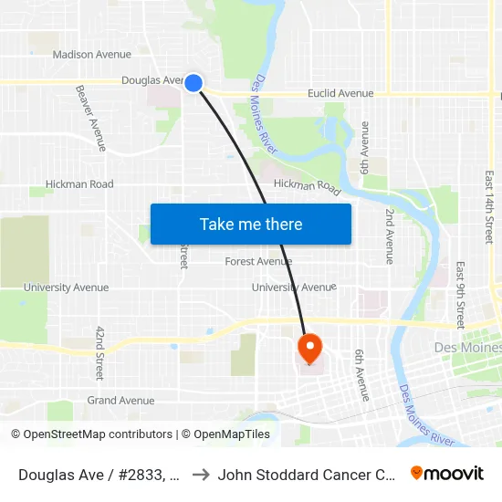 Douglas Ave / #2833, Dsm to John Stoddard Cancer Center map