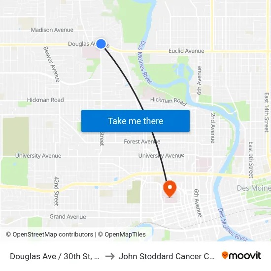 Douglas Ave / 30th St, Dsm to John Stoddard Cancer Center map