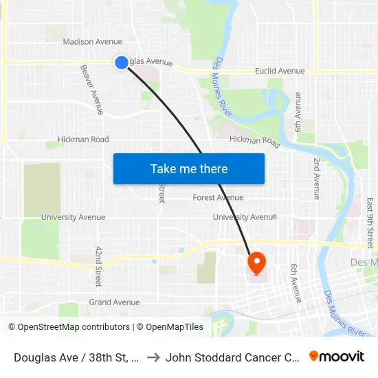 Douglas Ave / 38th St, Dsm to John Stoddard Cancer Center map