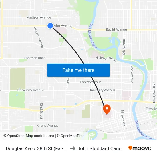 Douglas Ave / 38th St (Far-Side), Dsm to John Stoddard Cancer Center map