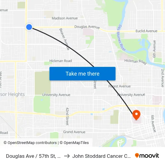 Douglas Ave / 57th St, Dsm to John Stoddard Cancer Center map