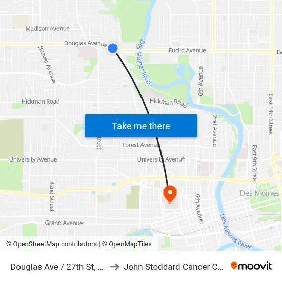 Douglas Ave / 27th St, Dsm to John Stoddard Cancer Center map