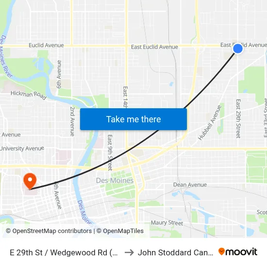 E 29th St / Wedgewood Rd (Far-Side), Dsm to John Stoddard Cancer Center map