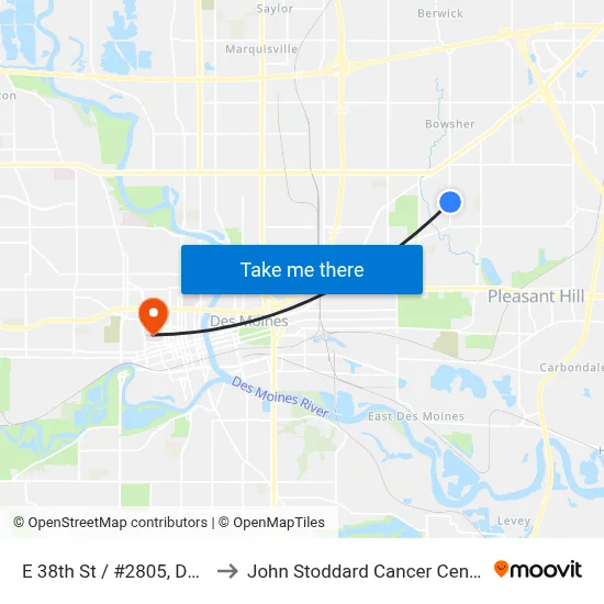 E 38th St / #2805, Dsm to John Stoddard Cancer Center map