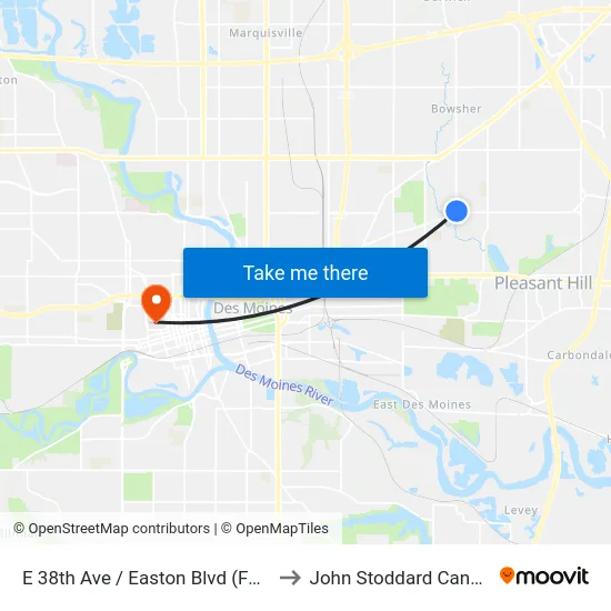 E 38th Ave / Easton Blvd (Far-Side), Dsm to John Stoddard Cancer Center map