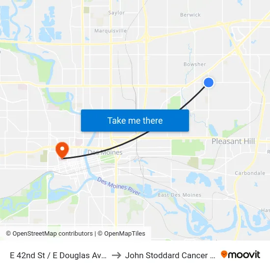 E 42nd St / E Douglas Ave, Dsm to John Stoddard Cancer Center map