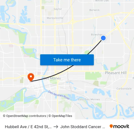 Hubbell Ave / E 42nd St, Dsm to John Stoddard Cancer Center map