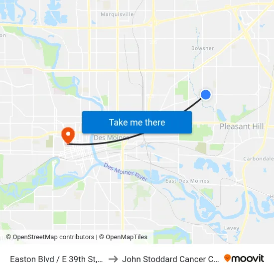 Easton Blvd / E 39th St, Dsm to John Stoddard Cancer Center map