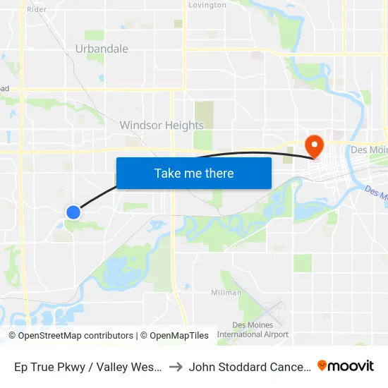 Ep True Pkwy / Valley West Dr, Wdm to John Stoddard Cancer Center map