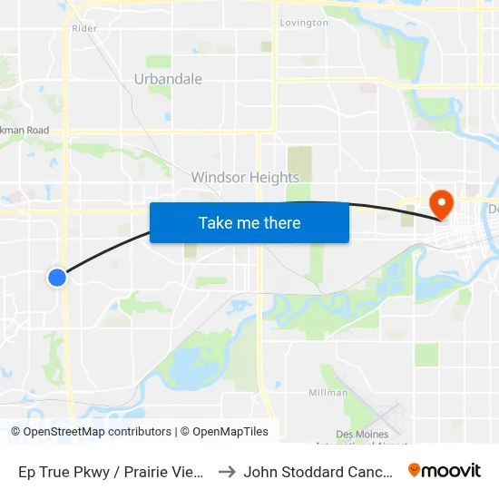Ep True Pkwy / Prairie View Dr, Wdm to John Stoddard Cancer Center map