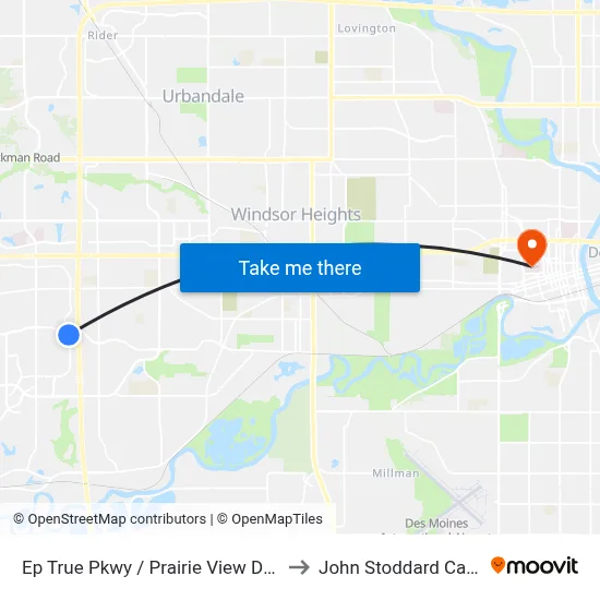 Ep True Pkwy / Prairie View Dr (Far-Side), Wdm to John Stoddard Cancer Center map