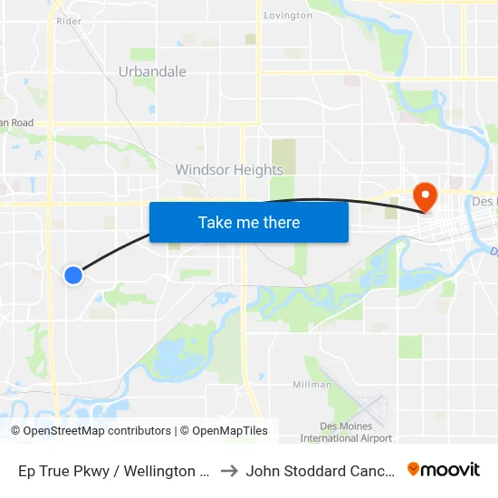 Ep True Pkwy / Wellington Apts, Wdm to John Stoddard Cancer Center map