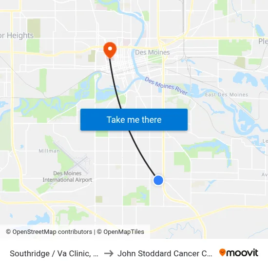 Southridge / Va Clinic, Dsm to John Stoddard Cancer Center map