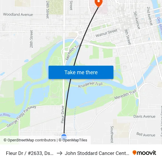 Fleur Dr / #2633, Dsm to John Stoddard Cancer Center map