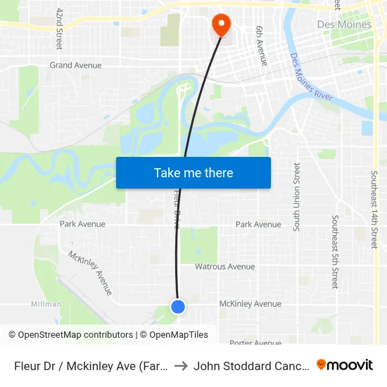 Fleur Dr / Mckinley Ave (Far-Side), Dsm to John Stoddard Cancer Center map