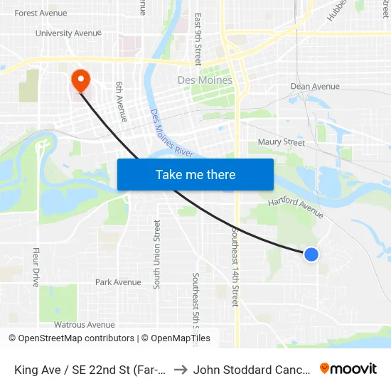 King Ave / SE 22nd St (Far-Side), Dsm to John Stoddard Cancer Center map