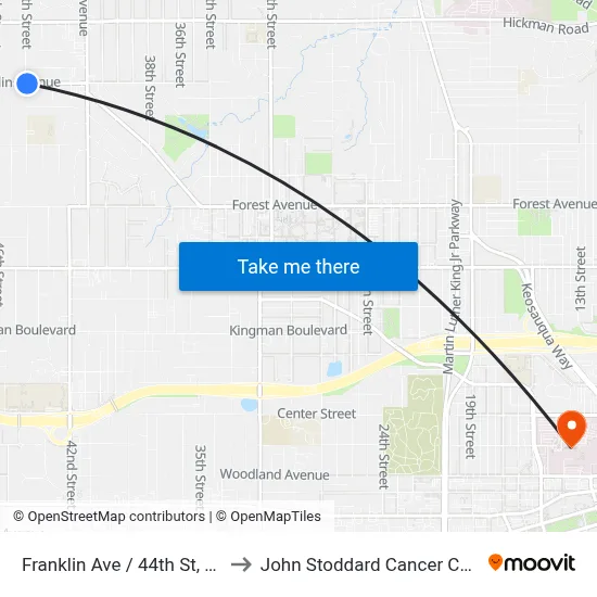 Franklin Ave / 44th St, Dsm to John Stoddard Cancer Center map