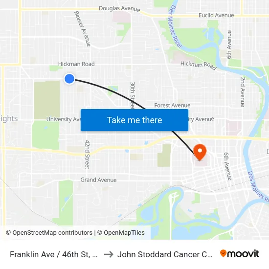 Franklin Ave / 46th St, Dsm to John Stoddard Cancer Center map