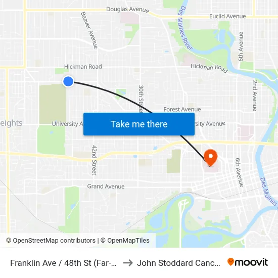 Franklin Ave / 48th St (Far-Side), Dsm to John Stoddard Cancer Center map