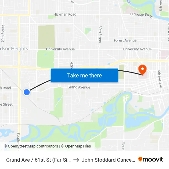Grand Ave / 61st St (Far-Side), Dsm to John Stoddard Cancer Center map