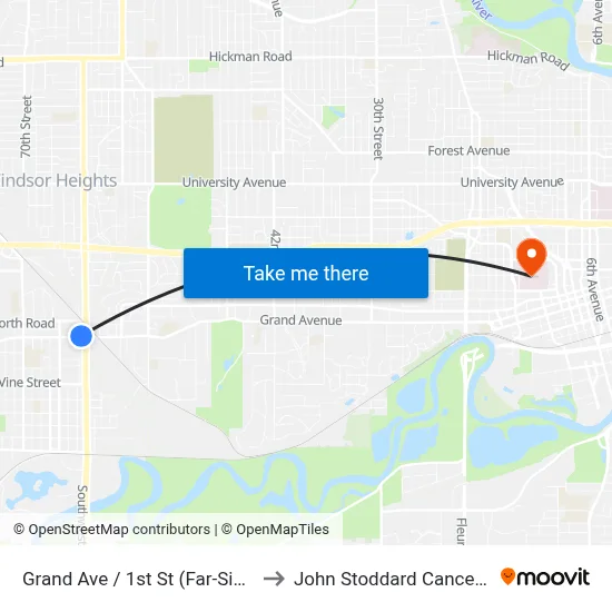 Grand Ave / 1st St (Far-Side), Wdm to John Stoddard Cancer Center map
