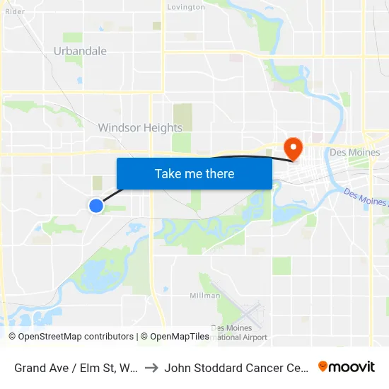 Grand Ave / Elm St, Wdm to John Stoddard Cancer Center map