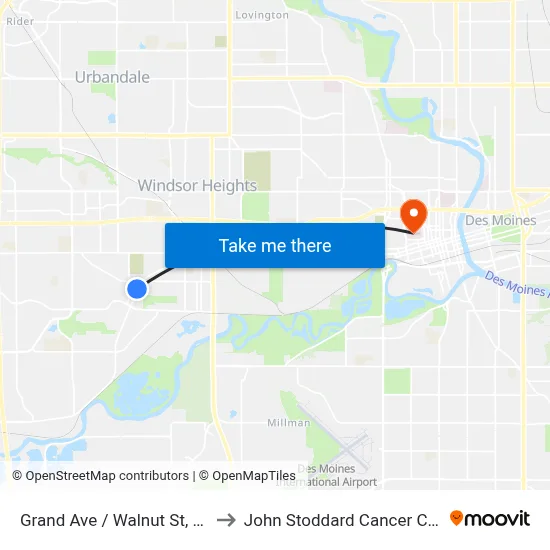Grand Ave / Walnut St, Wdm to John Stoddard Cancer Center map