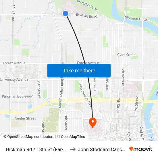 Hickman Rd / 18th St (Far-Side), Dsm to John Stoddard Cancer Center map