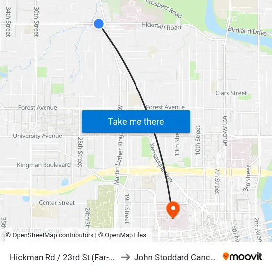 Hickman Rd / 23rd St (Far-Side), Dsm to John Stoddard Cancer Center map