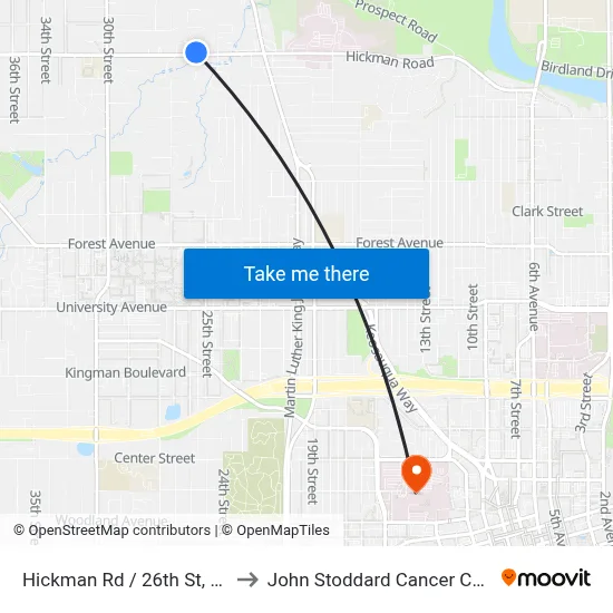 Hickman Rd / 26th St, Dsm to John Stoddard Cancer Center map