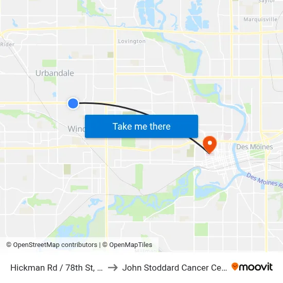 Hickman Rd / 78th St, Wht to John Stoddard Cancer Center map