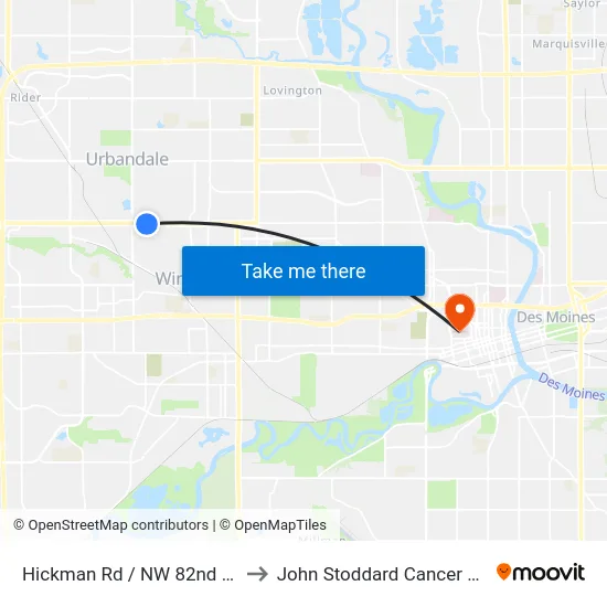 Hickman Rd / NW 82nd St, Clv to John Stoddard Cancer Center map