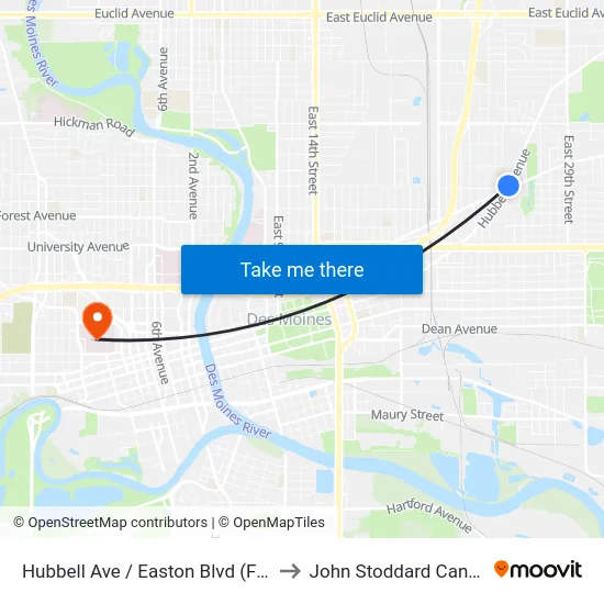 Hubbell Ave / Easton Blvd (Far-Side), Dsm to John Stoddard Cancer Center map