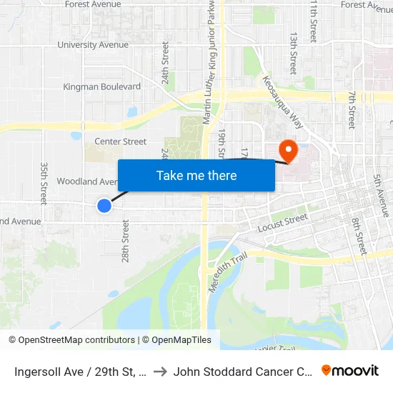 Ingersoll Ave / 29th St, Dsm to John Stoddard Cancer Center map