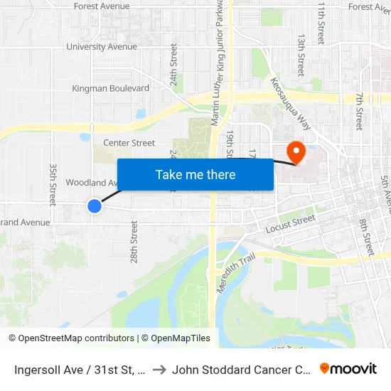 Ingersoll Ave / 31st St, Dsm to John Stoddard Cancer Center map