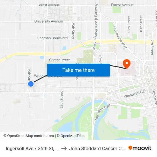 Ingersoll Ave / 35th St, Dsm to John Stoddard Cancer Center map