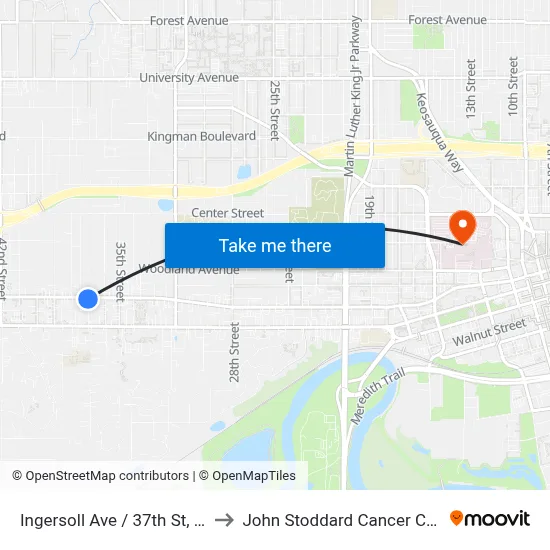 Ingersoll Ave / 37th St, Dsm to John Stoddard Cancer Center map