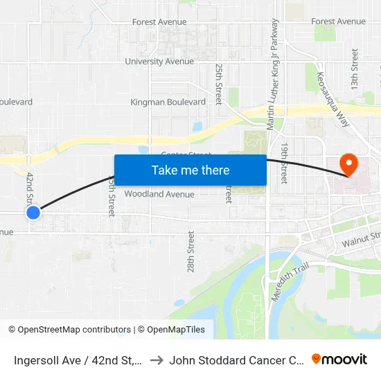 Ingersoll Ave / 42nd St, Dsm to John Stoddard Cancer Center map